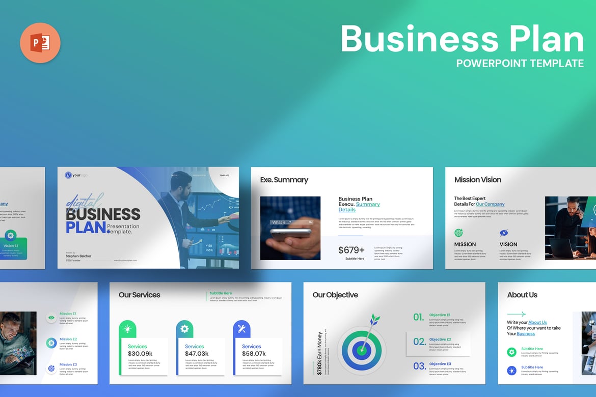 Template Presentasi PowerPoint Rencana Bisnis yang Profesional