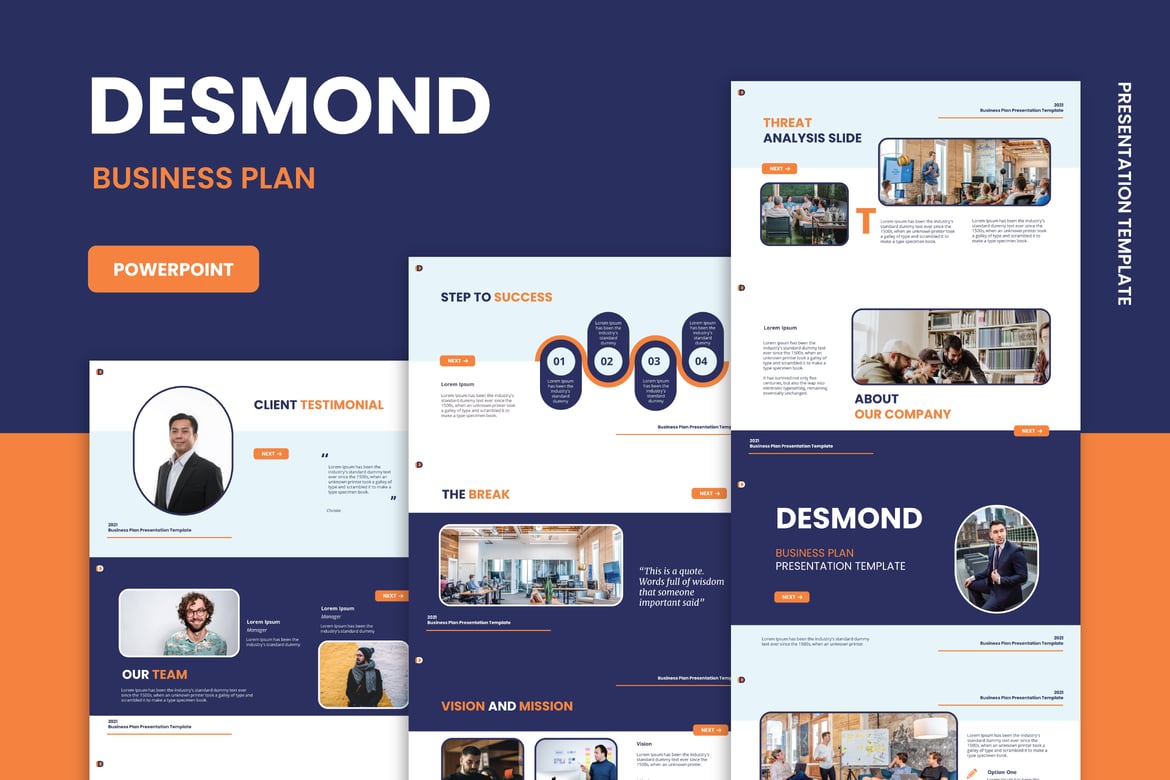 Template Presentasi Rencana Bisnis Desmond yang Modern dan Profesional