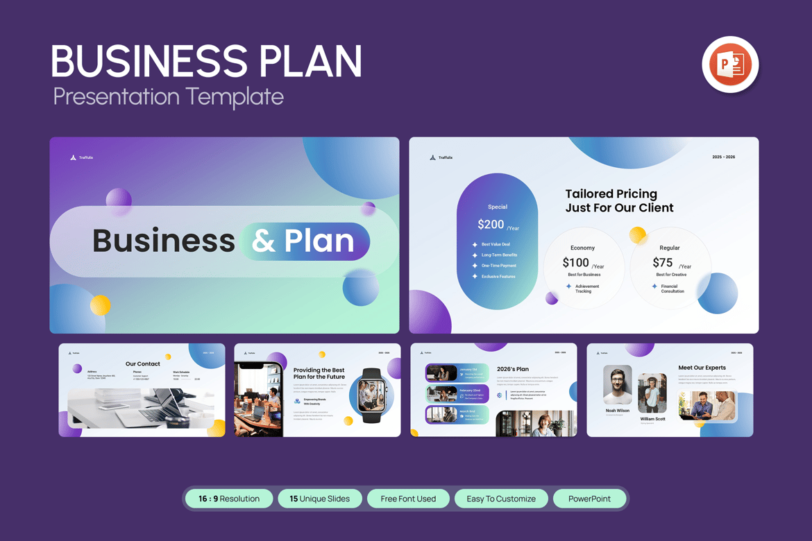 Template PowerPoint Rencana Bisnis yang Menarik dan Profesional