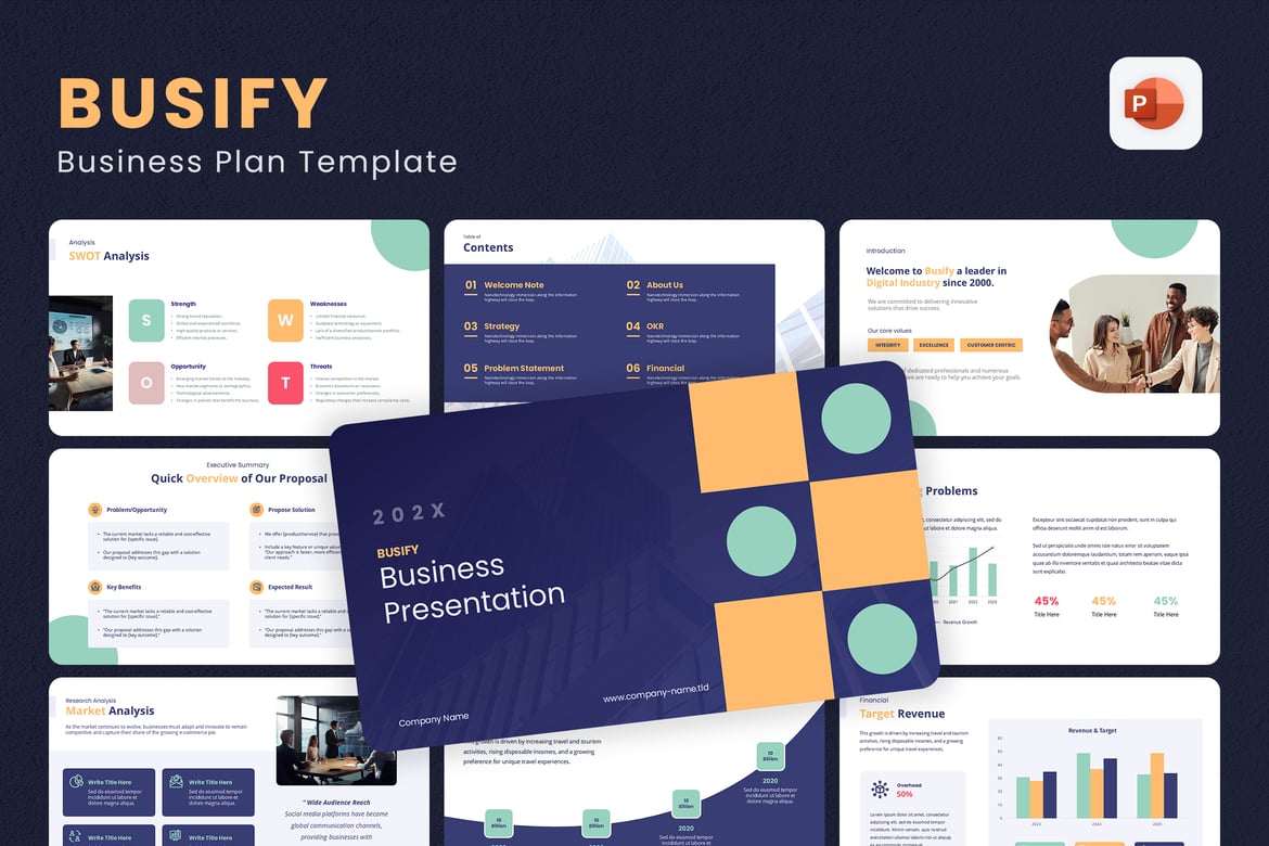 Template PowerPoint Rencana Bisnis yang Menarik dan Profesional