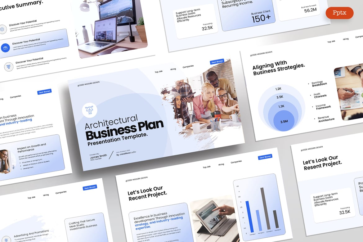 Template PowerPoint Rencana Bisnis yang Kreatif dan Profesional
