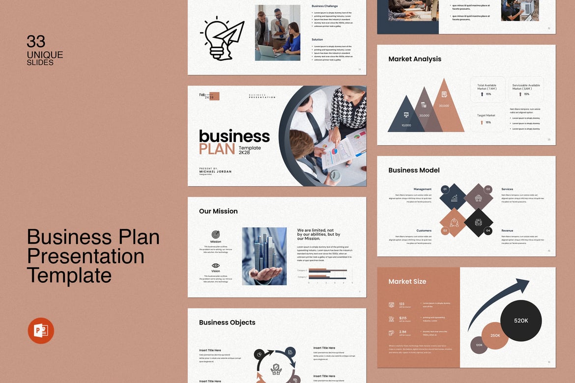 Template Presentasi Rencana Bisnis PowerPoint yang Profesional