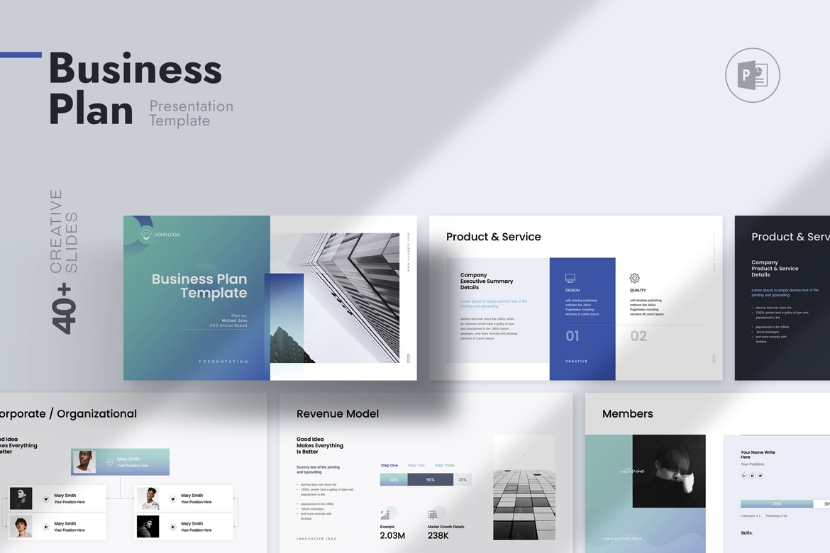 Template Presentasi PowerPoint Rencana Bisnis Modern