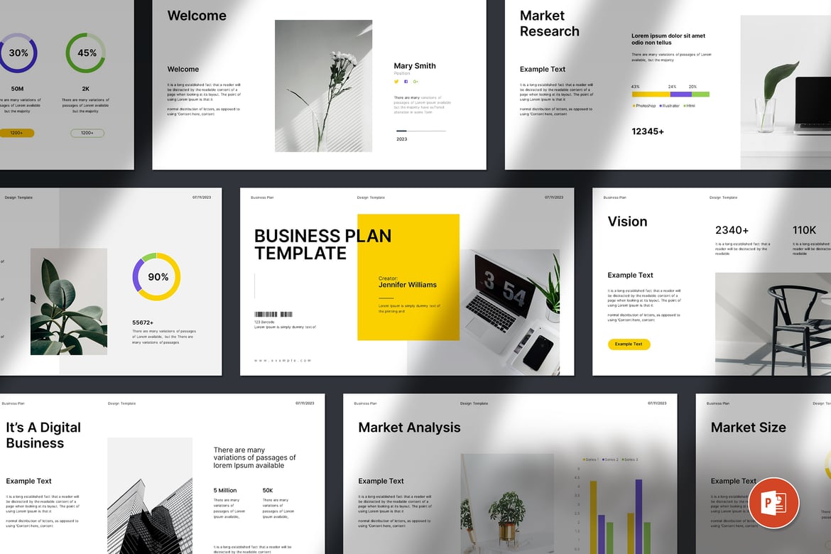 Template PowerPoint Rencana Bisnis yang Modern dan Fleksibel
