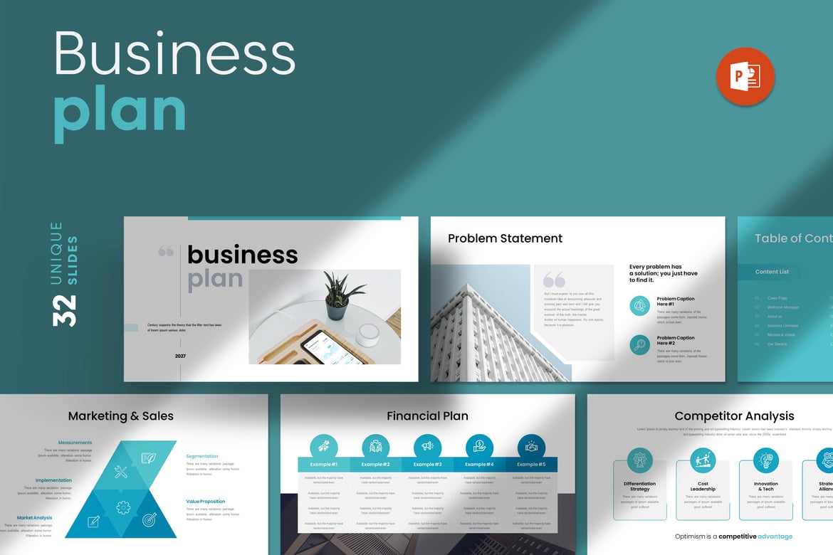 Template PowerPoint Rencana Bisnis yang Modern dan Menarik