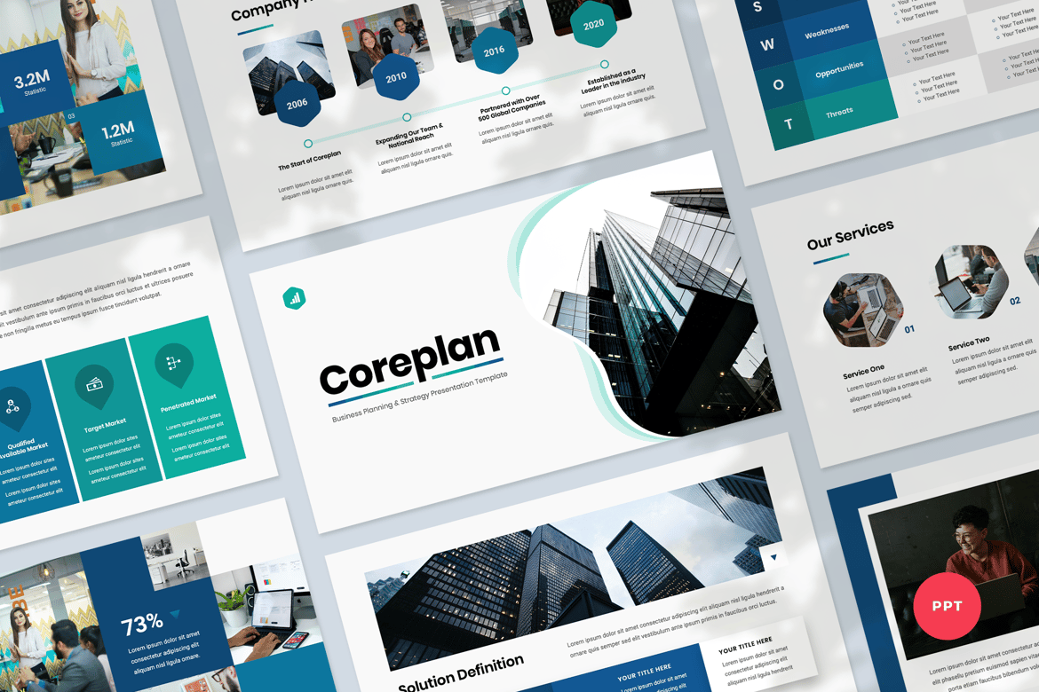 Template PowerPoint Presentasi Rencana Bisnis yang Profesional dan Modern