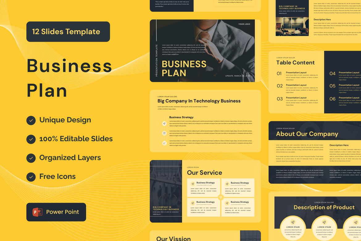 Template Presentasi Rencana Bisnis - Powerpoint Modern dan Profesional