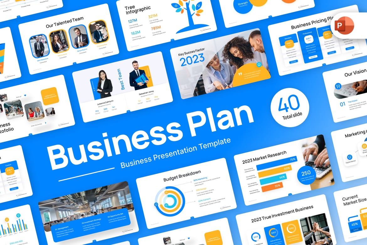 Template PowerPoint Rencana Bisnis Profesional yang Menarik