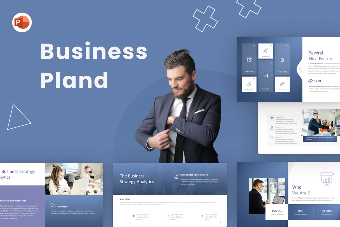 Template PowerPoint Bisnis Kreatif Biru yang Menarik