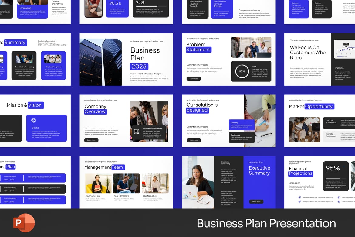 Template Presentasi PowerPoint Perencanaan Bisnis yang Modern dan Efisien