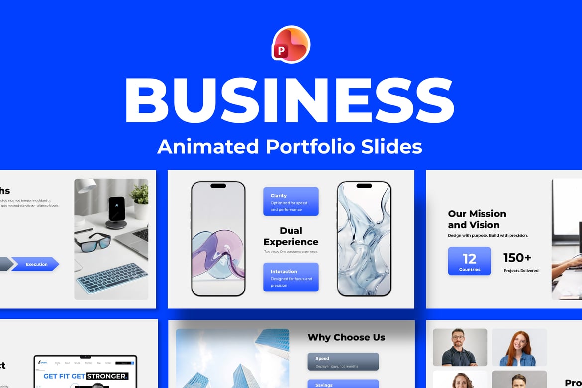 Template PowerPoint Portofolio Bisnis Animasi yang Menarik