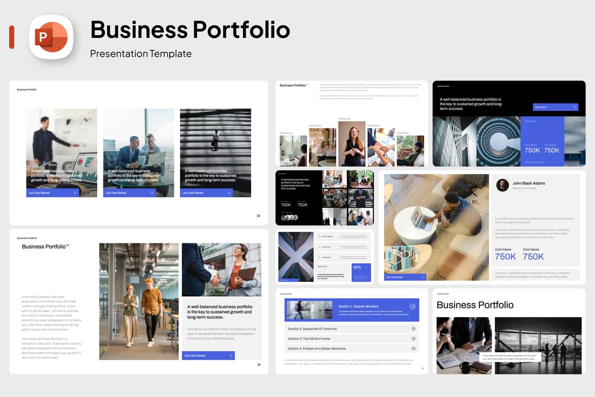 Template PowerPoint Portofolio Bisnis yang Menarik
