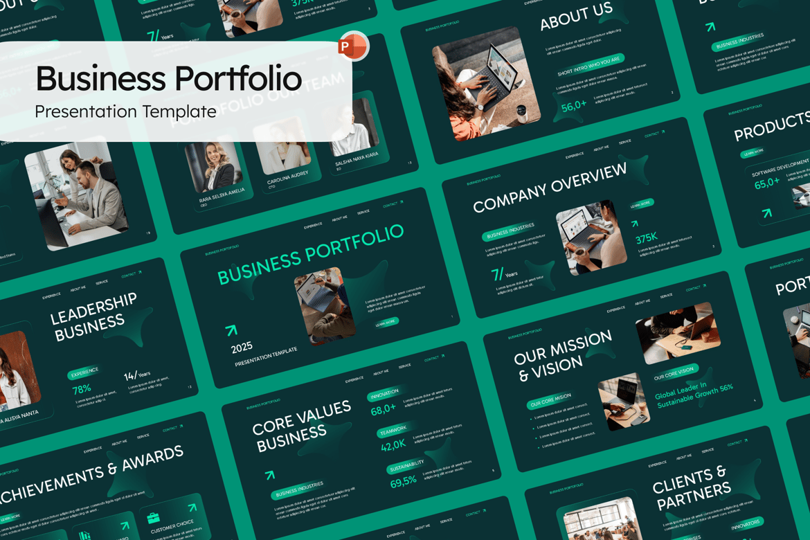 Template PowerPoint Portofolio Bisnis Modern