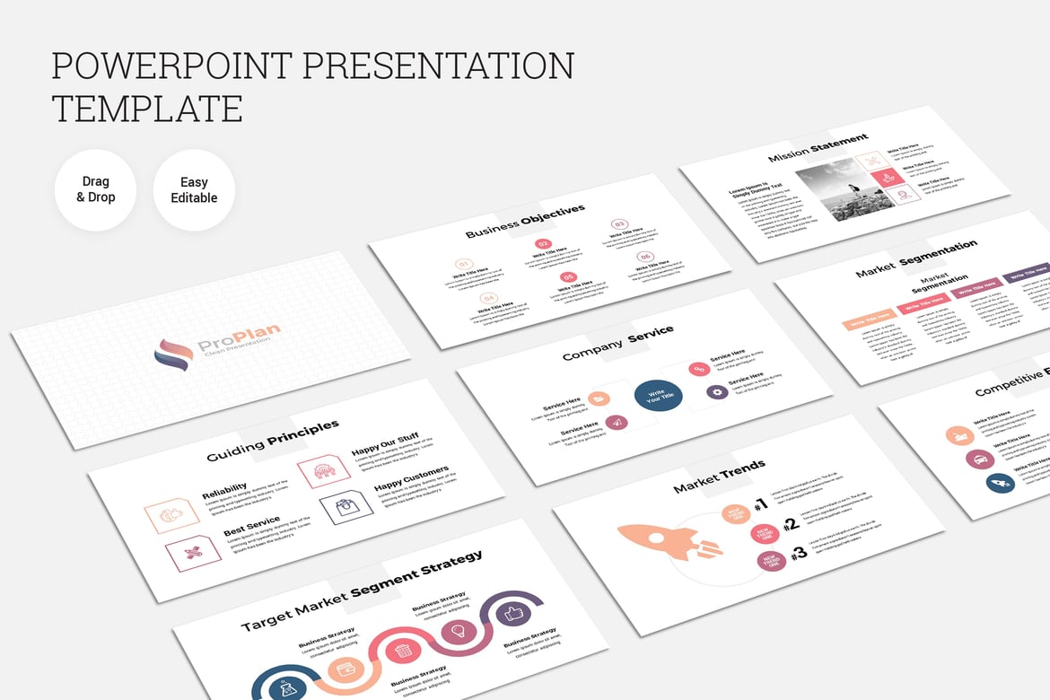 Template Presentasi PowerPoint Bisnis ProPlan yang Modern dan Kreatif