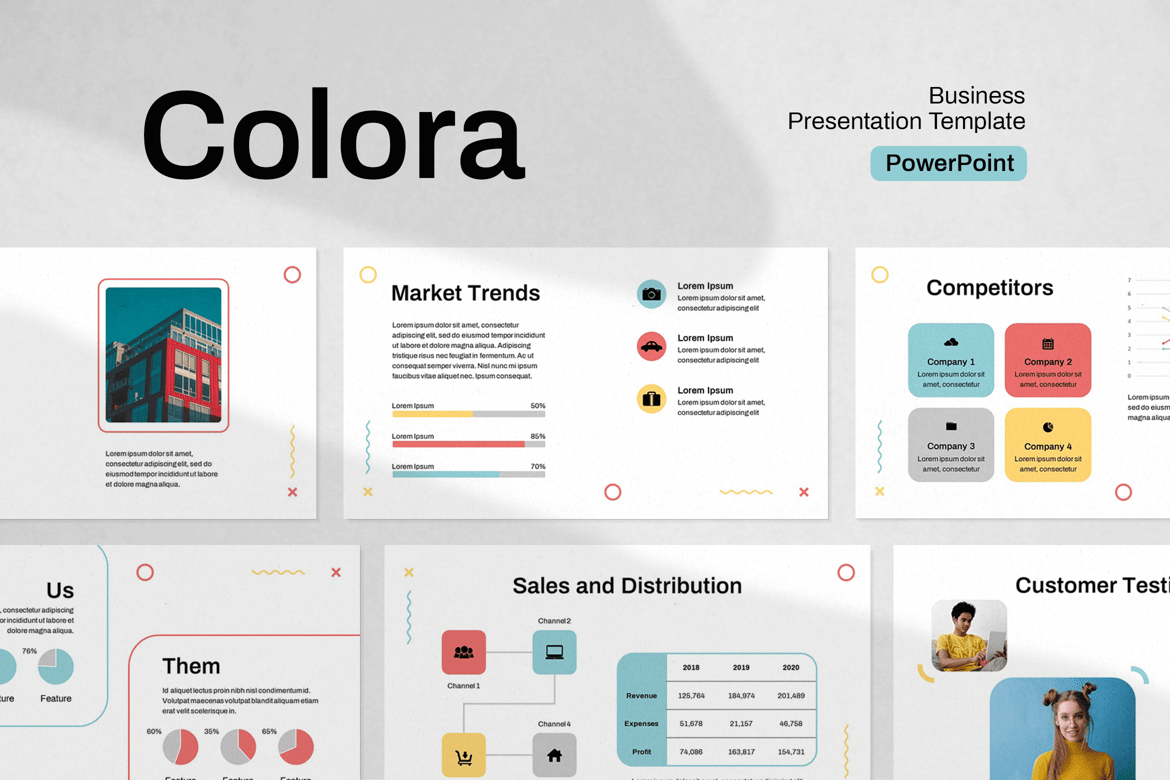 Template Presentasi PowerPoint Bisnis Colora yang Modern dan Menarik