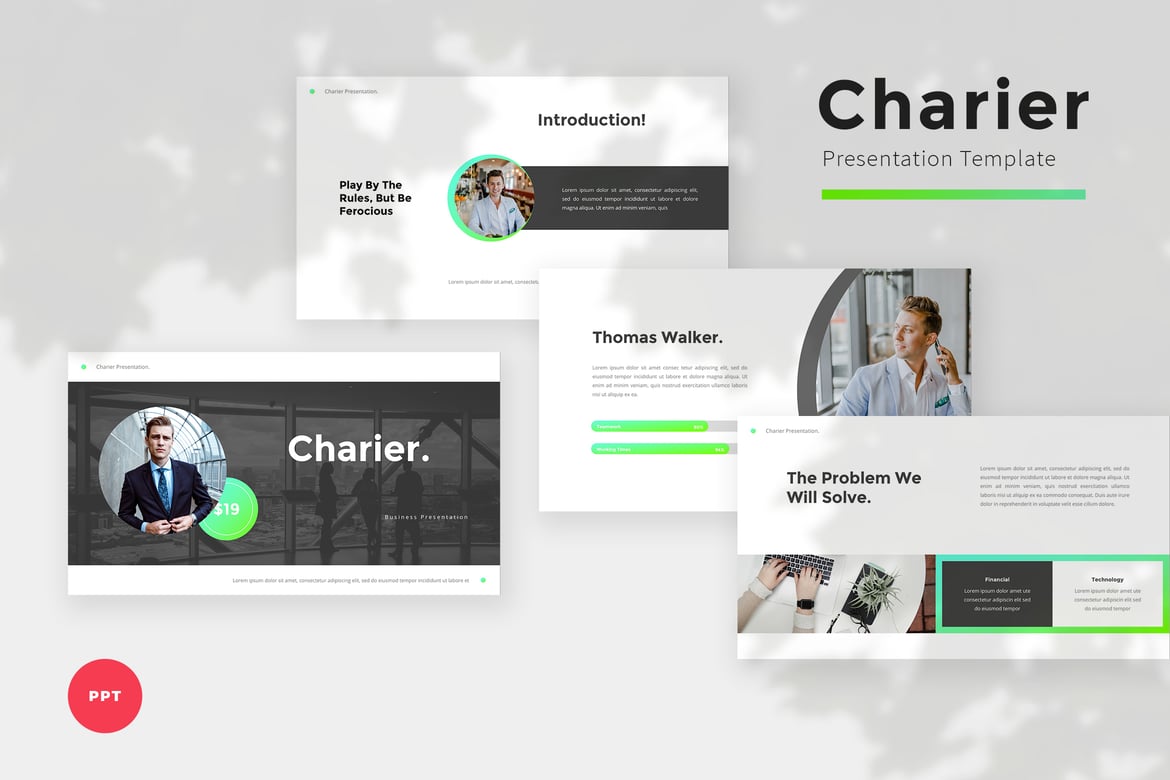 Template PowerPoint Bisnis Charier yang Kreatif dan Elegan