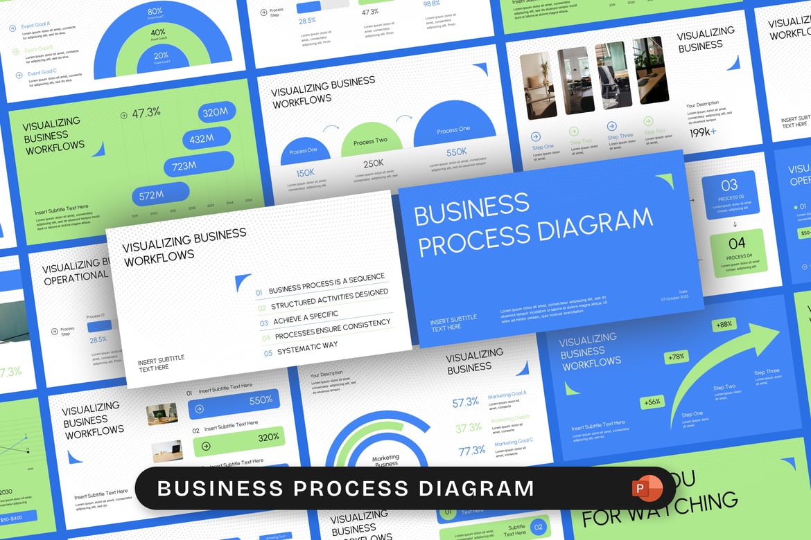 Template Presentasi Diagram Proses Bisnis PowerPoint yang Menarik