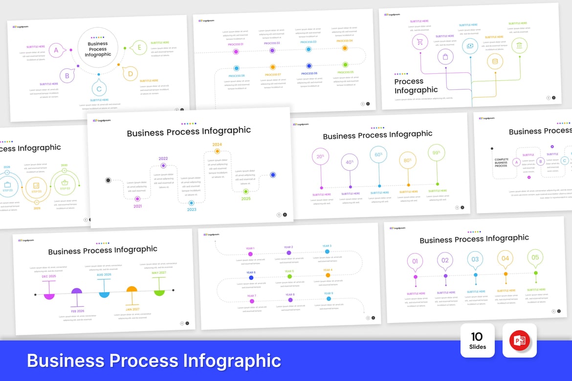 Template PowerPoint Infografis Proses Bisnis yang Menarik