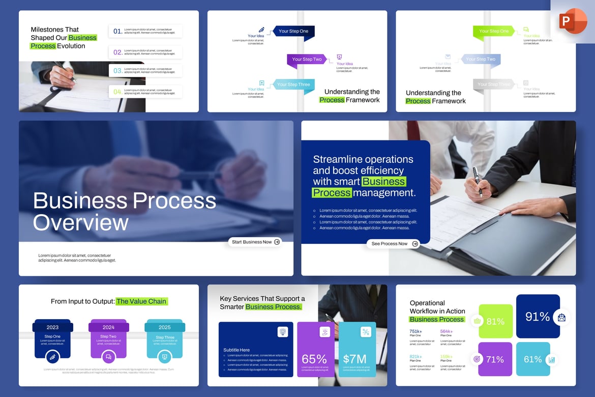 Template PowerPoint Proses Bisnis Modern dan Efisien