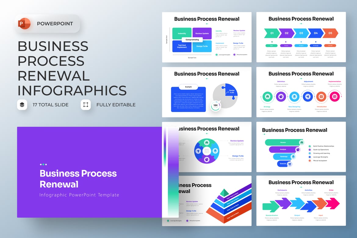 Template Presentasi PowerPoint Infografis Pembaruan Proses Bisnis