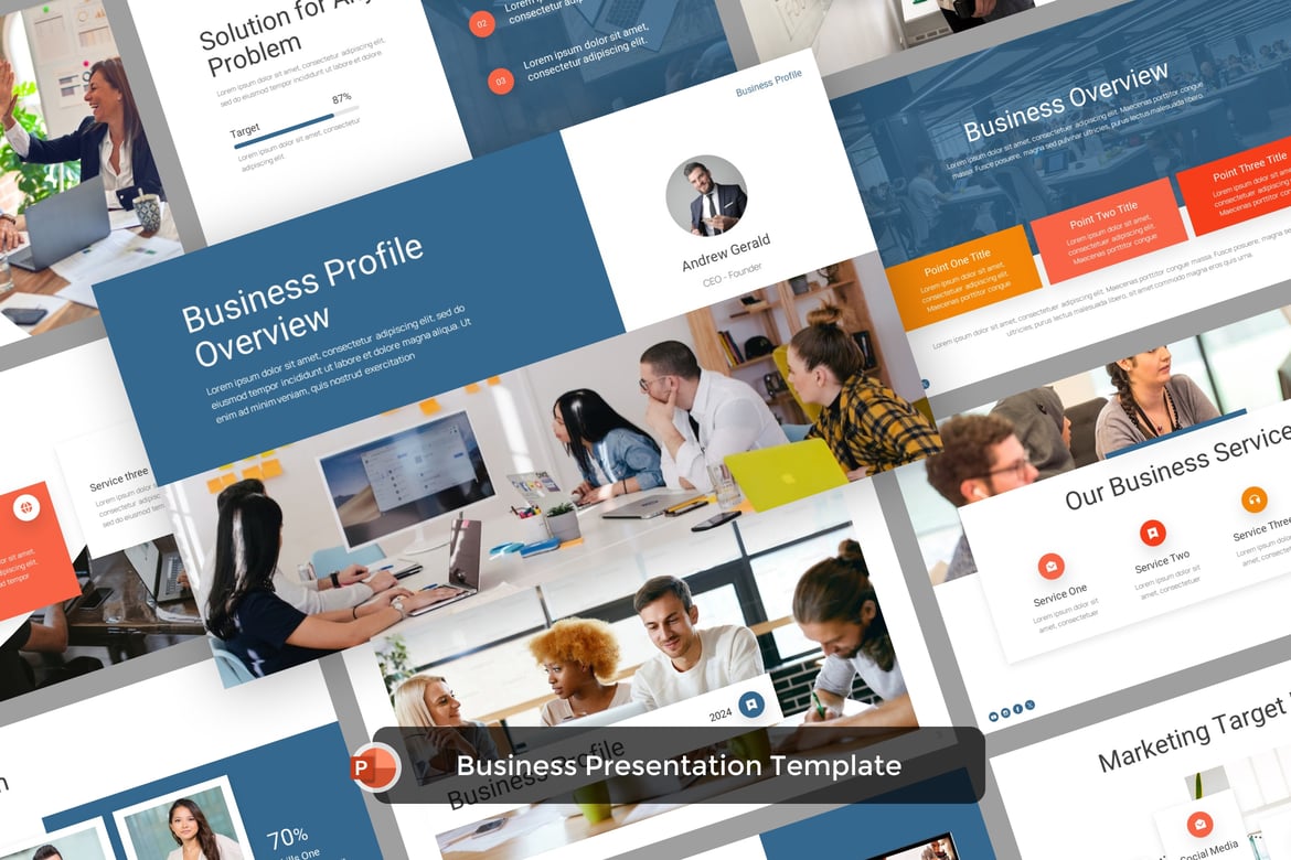 Template Presentasi PowerPoint untuk Profil Bisnis yang Menarik