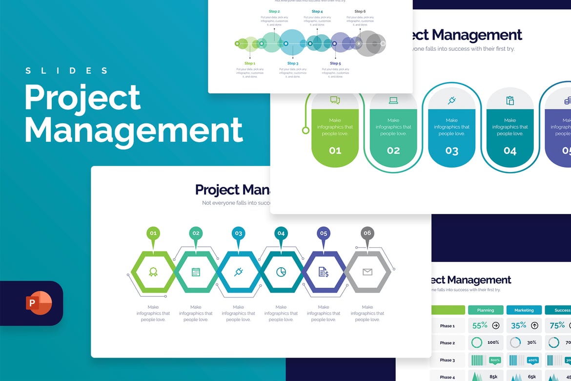 Template PowerPoint Infografis Manajemen Proyek Bisnis Modern
