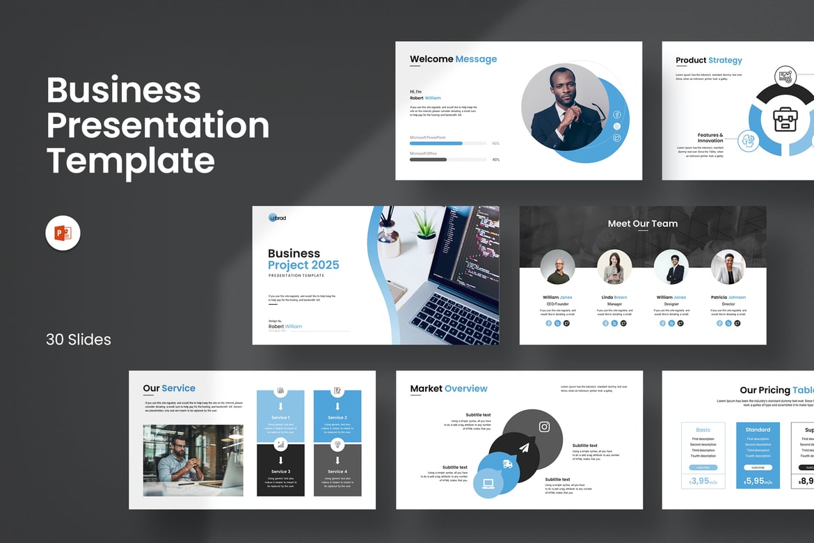Template PowerPoint Presentasi Proyek Bisnis yang Menarik dan Profesional