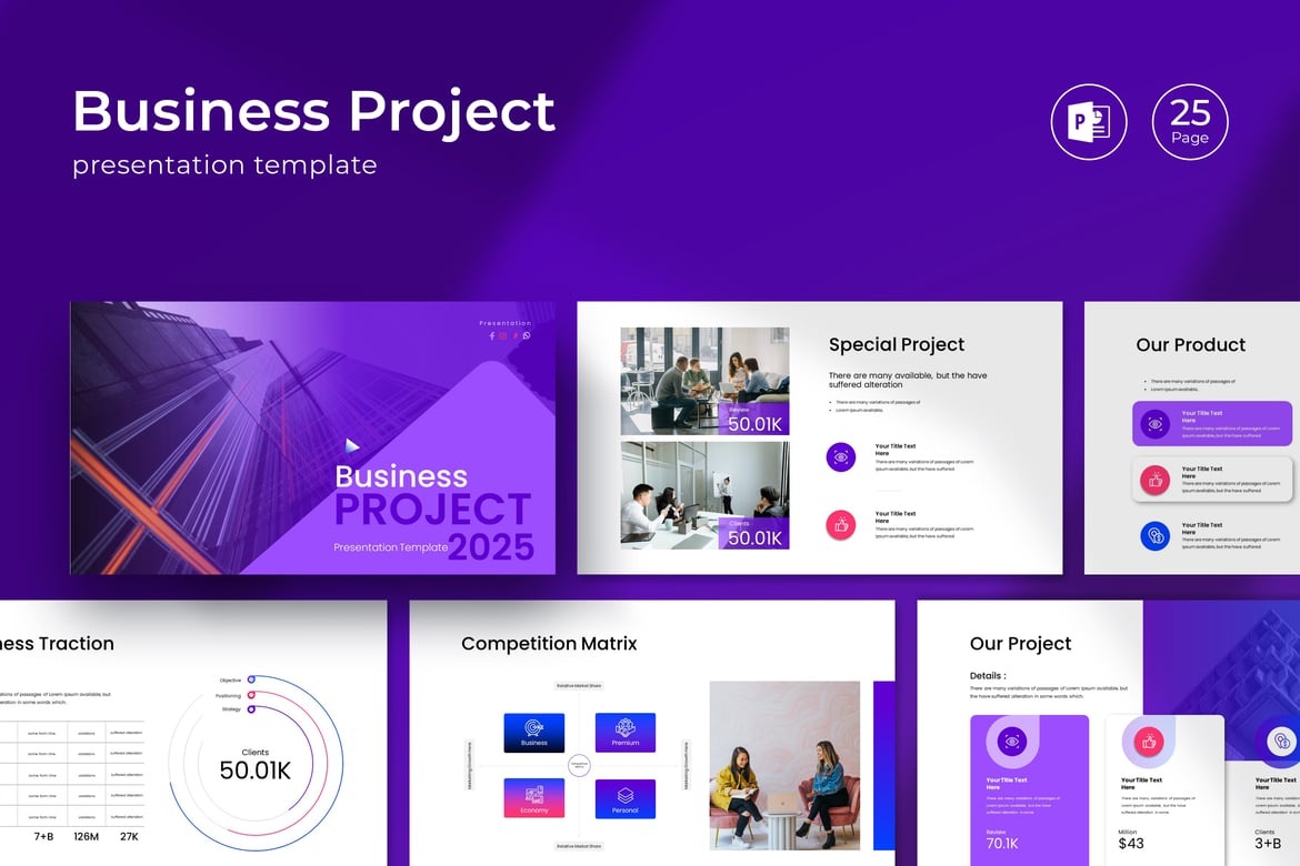 Template Presentasi PowerPoint Proyek Bisnis yang Menarik