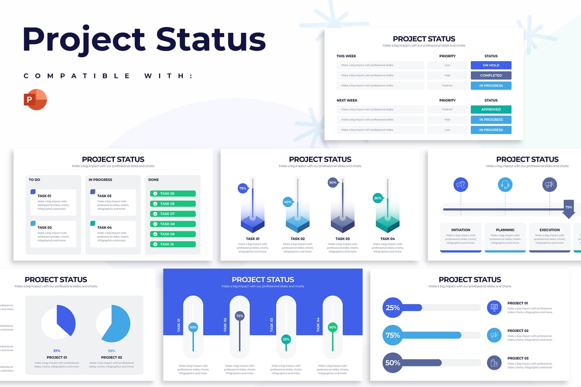 Template PowerPoint Infografis Status Proyek Bisnis yang Modern
