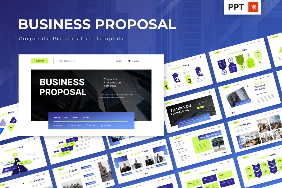 Template Presentasi Bisnis - Powerpoint Korporat yang Profesional