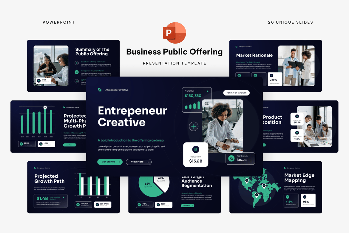 Template Presentasi Powerpoint Penawaran Umum Perusahaan yang Profesional