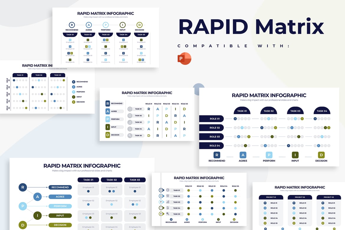 Template PowerPoint Infografis RAPID Matrix untuk Presentasi Bisnis yang Efektif
