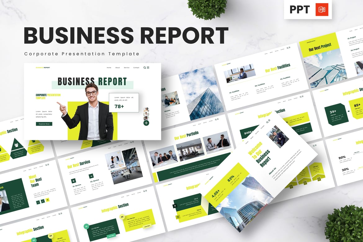 Template Powerpoint Laporan Bisnis - Desain Profesional untuk Presentasi Korporat