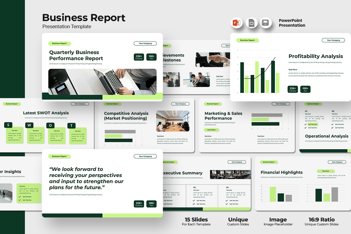 Template Presentasi Laporan Bisnis - PowerPoint yang Mudah Disesuaikan