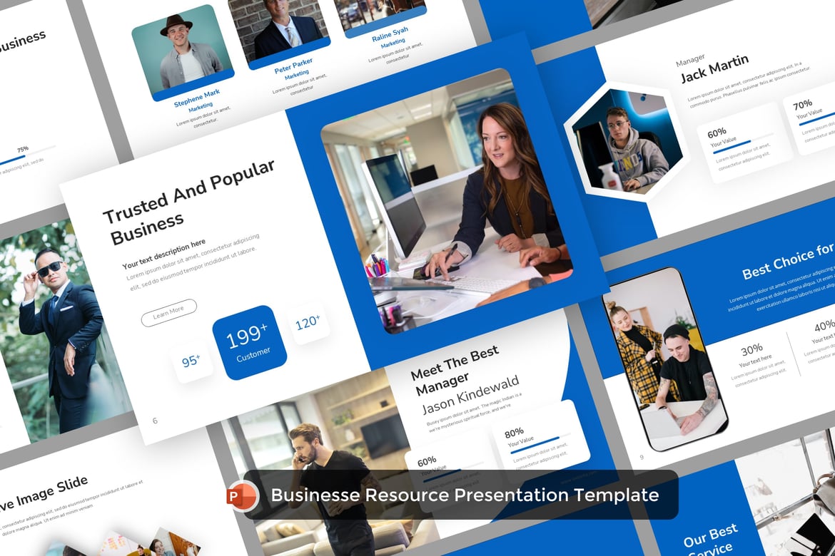 Template Presentasi PowerPoint Sumber Daya Bisnis yang Menarik
