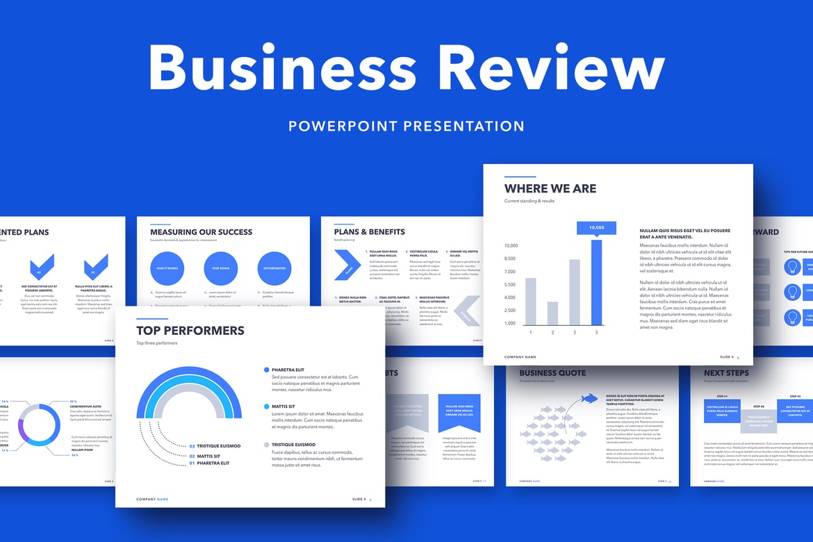 Template PowerPoint Review Bisnis yang Profesional dan Menarik