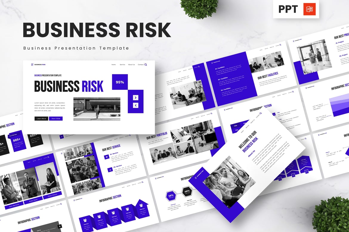 Template Presentasi PowerPoint Bisnis Risiko yang Menarik