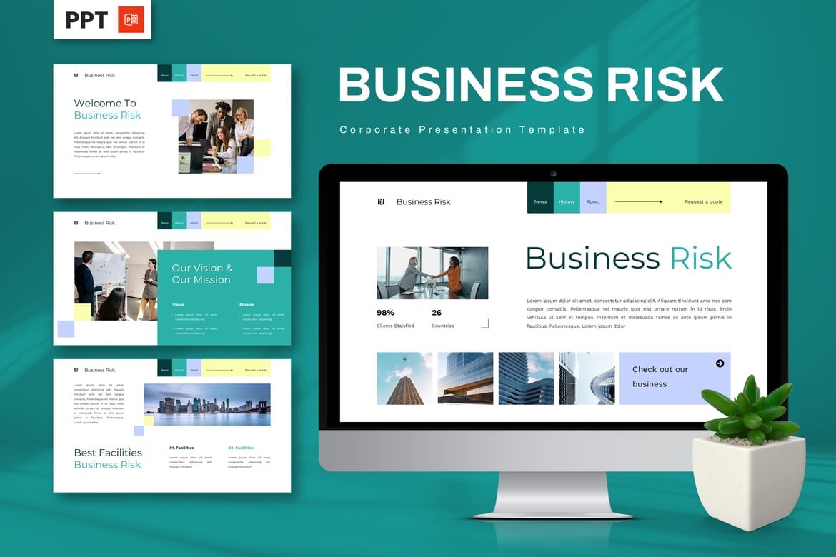 Template PowerPoint Risiko Bisnis yang Kreatif dan Profesional