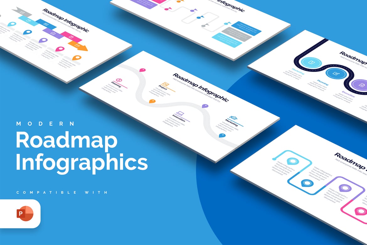 Template PowerPoint Infografis Peta Bisnis Modern