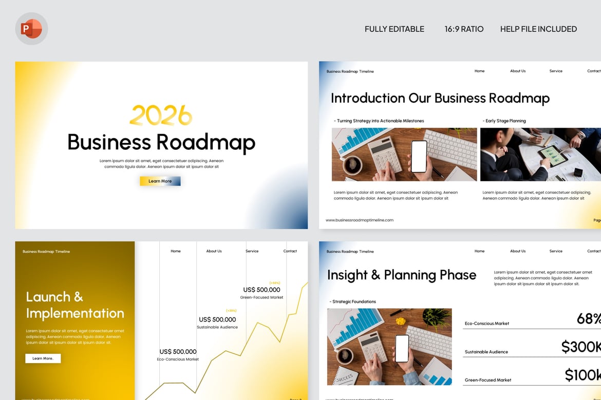 Template Presentasi Roadmap Bisnis 2026 - PowerPoint Modern untuk Perencanaan Strategis