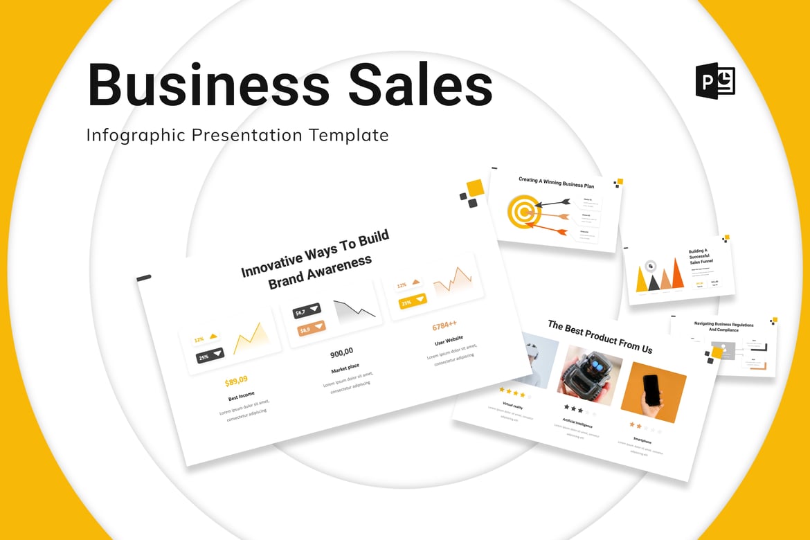 Template Presentasi Infografis Penjualan Bisnis yang Menarik