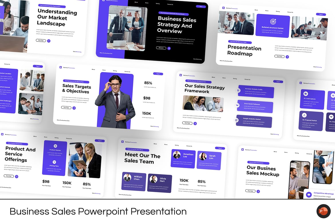 Template PowerPoint Penjualan Bisnis yang Kreatif dan Menarik