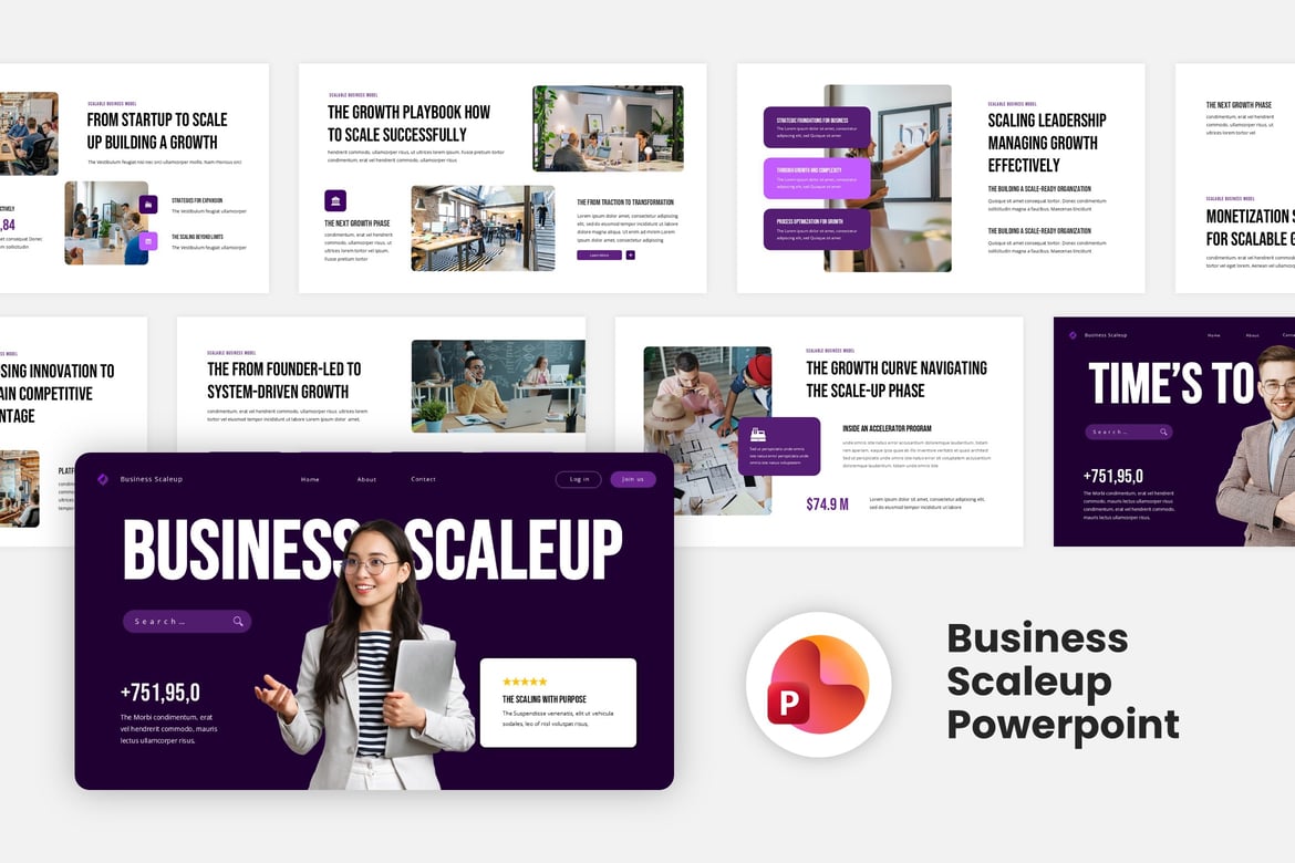 Template PowerPoint Bisnis Scaleup yang Kreatif dan Fleksibel