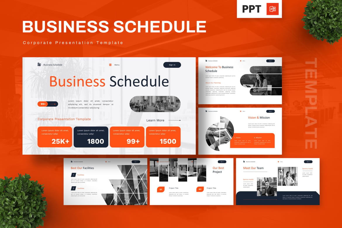 Template Powerpoint Bisnis - Jadwal Korporat yang Menarik