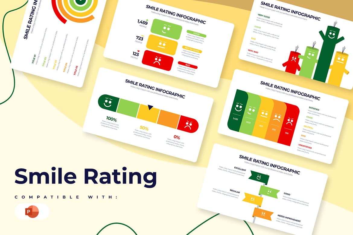 Template PowerPoint Infografis Penilaian Senyuman yang Modern dan Menarik