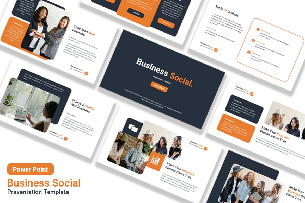 Template PowerPoint Bisnis Sosial yang Menarik dan Modern