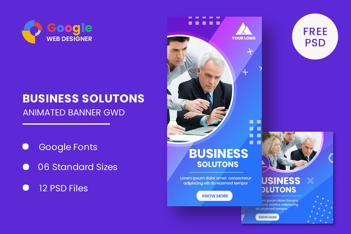 Template Web Banner Animasi Solusi Bisnis yang Menarik