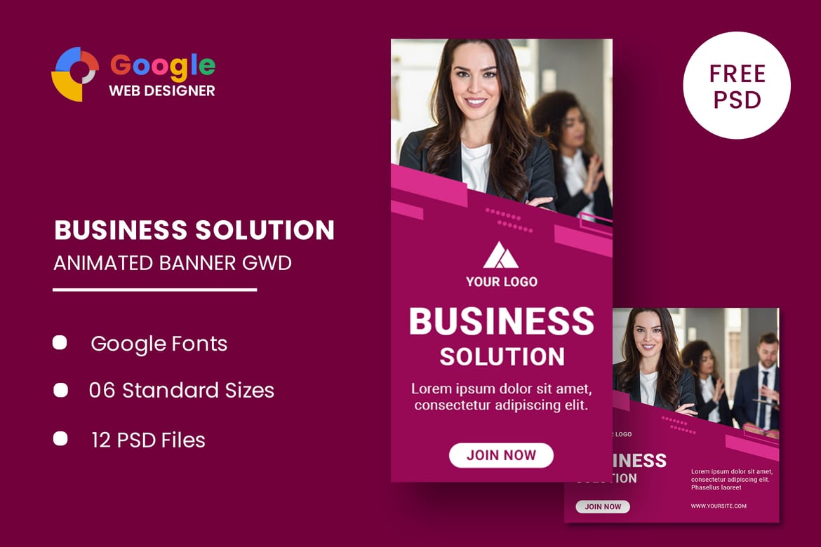Template Web Banner Animasi Solusi Bisnis yang Menarik