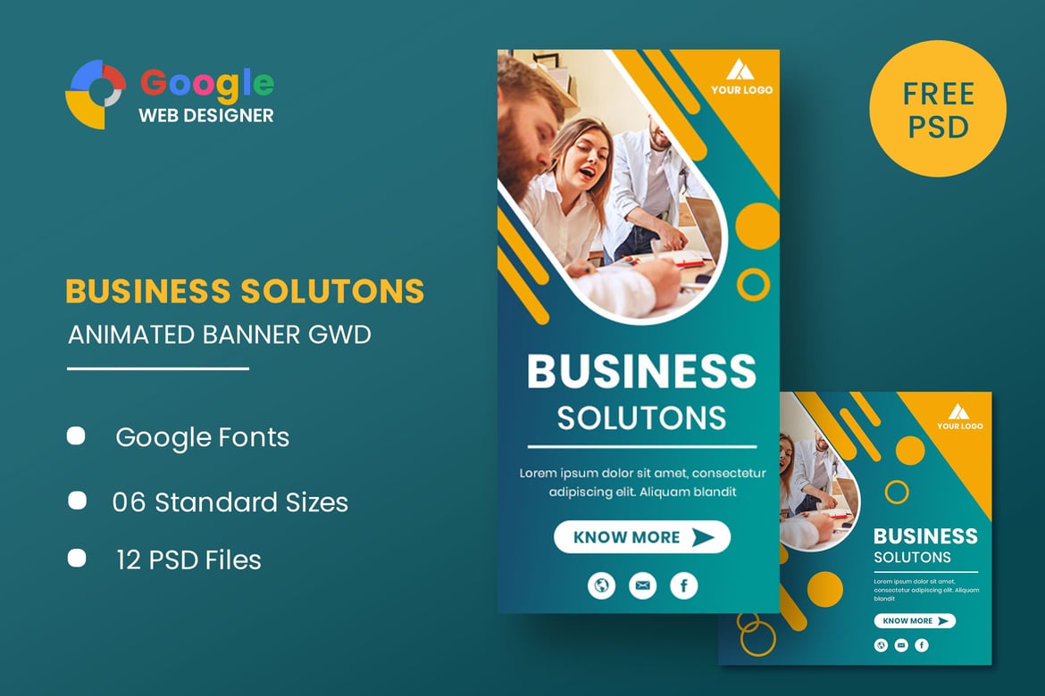 Template Web Banner Animasi Solusi Bisnis yang Menarik