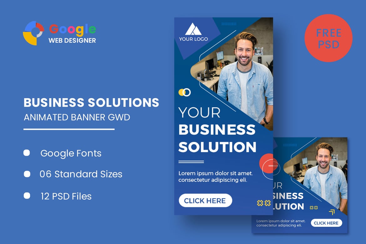 Template Banner Animasi Solusi Bisnis yang Menarik